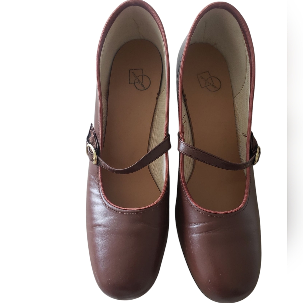 Promenders Brown Mary Jane Women's Shoes America Made, Leather, Man Made, Size 9